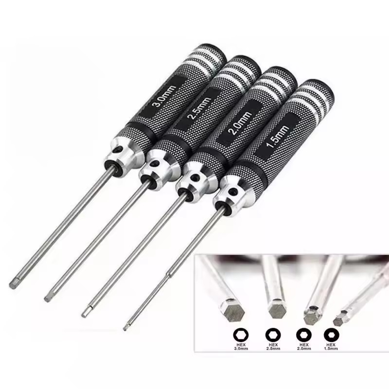 4PCS 1.5/2/2.5/3.0mm Black Hex - Rc Hobby Electric Screwdriver incelemesi ve fiyatı