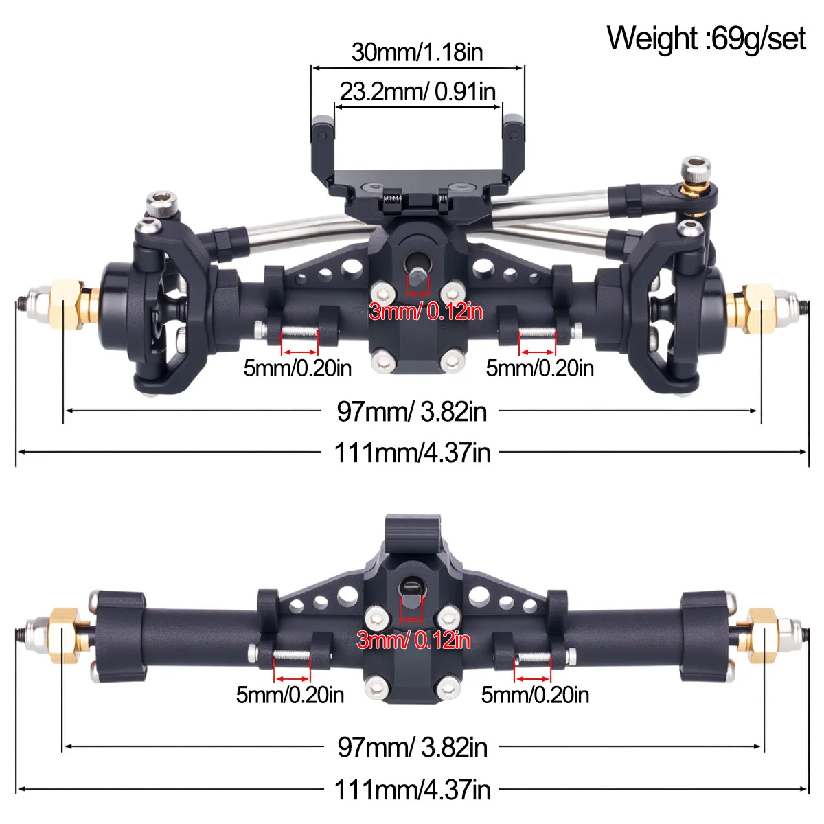 Plastic SCX24 Front Rear Axle  - Rc Hobby Products incelemesi ve fiyatı